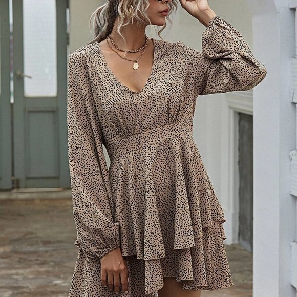 MODA ME COUTURE Dresses & Skirts - Dalmatian Bishop Sleeve Tiered Layer Mini Dress